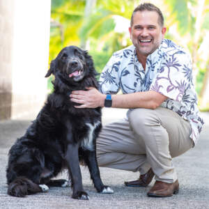 Photo of Founder Todd Beiler and his dog Echo.