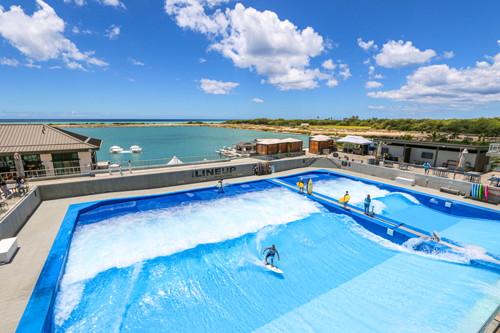 An aerial view of the Wai Kai Wave Pool.