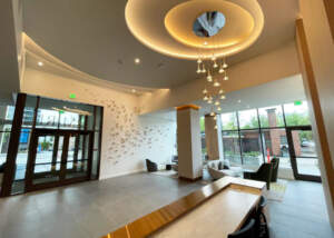 a photo of the lobby of MARI in Bellevue Washington.